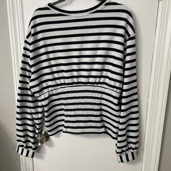 Anthropologie Maeve Black and White Striped Shirt - Picture 2 of 3